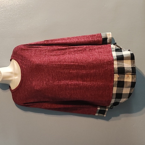 Egy California women's size medium long sleeve checked trim kimono - Picture 1 of 16